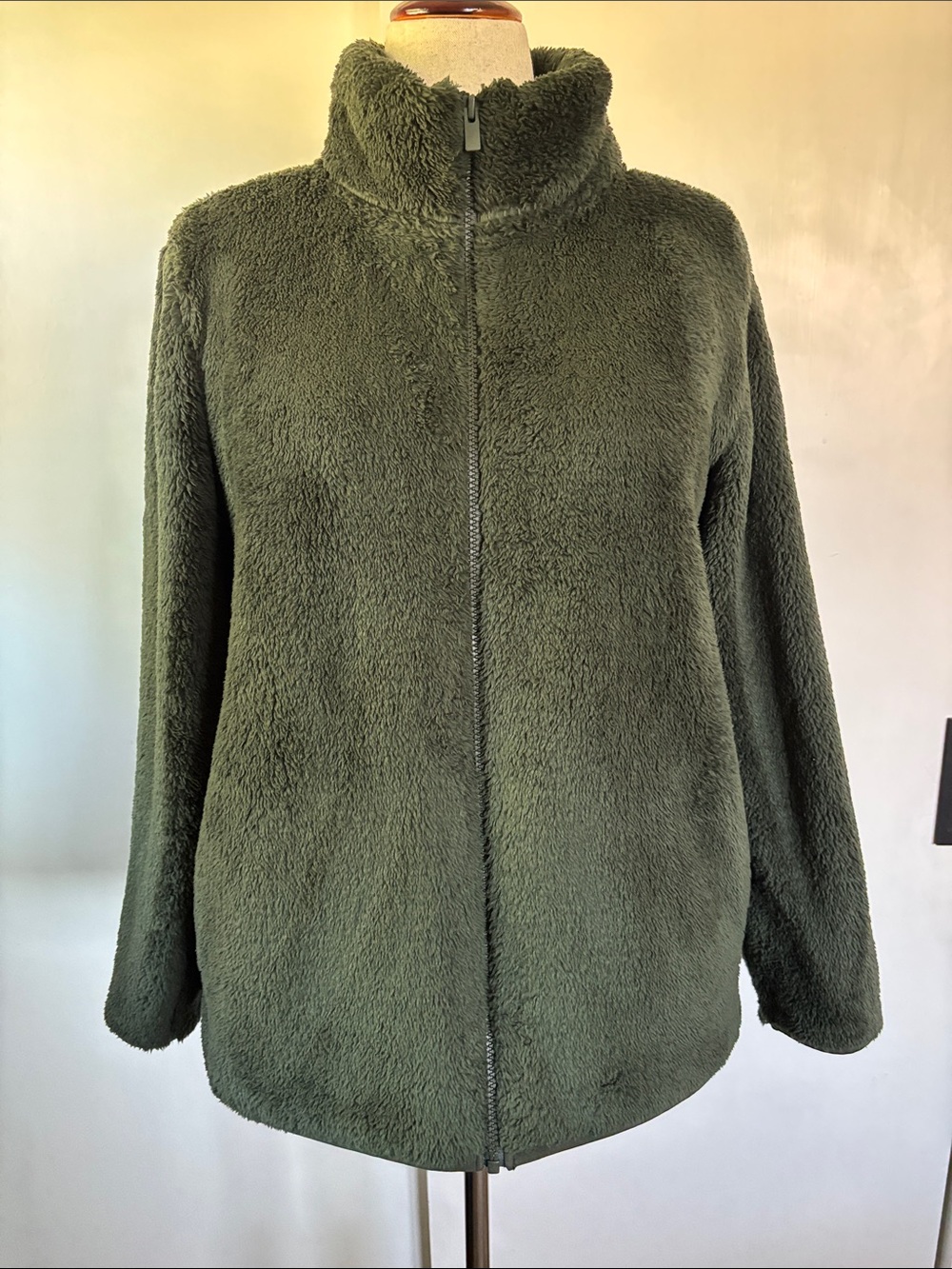 Uniqlo Forest Green Teddy Zip-Up Jacket